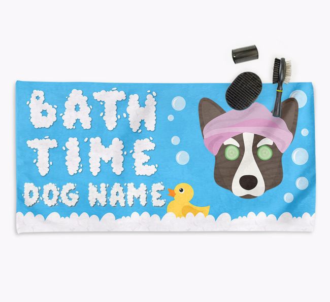 'Bubble Bath Time' Personalised Dog Towel for your {breedCommonName}